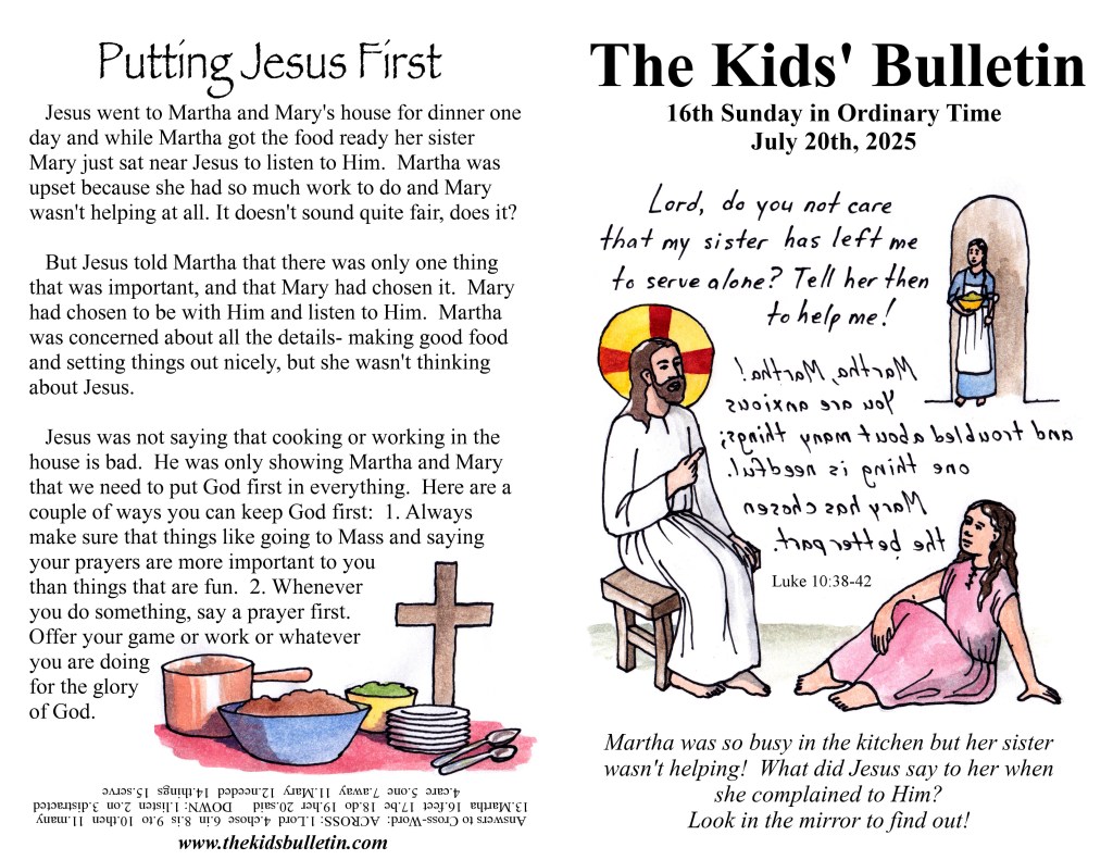 The Kids’ Bulletin for Sunday July 20th,&nbsp;2025