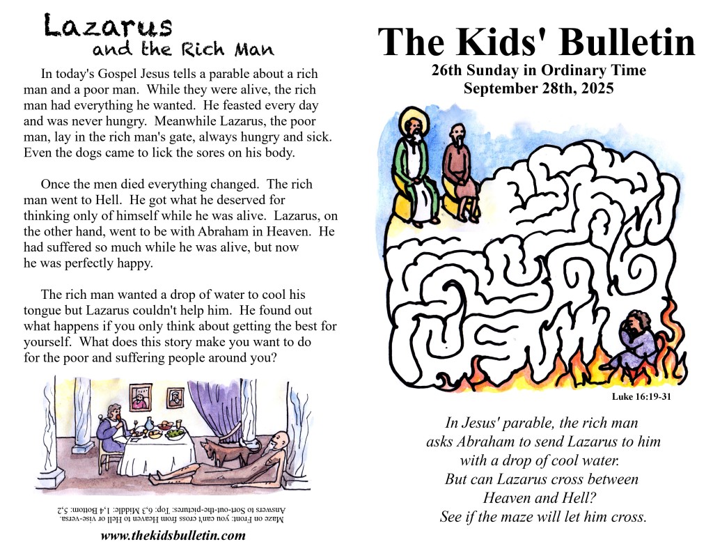 The Kids’ Bulletin for Sunday September 28th,&nbsp;2025