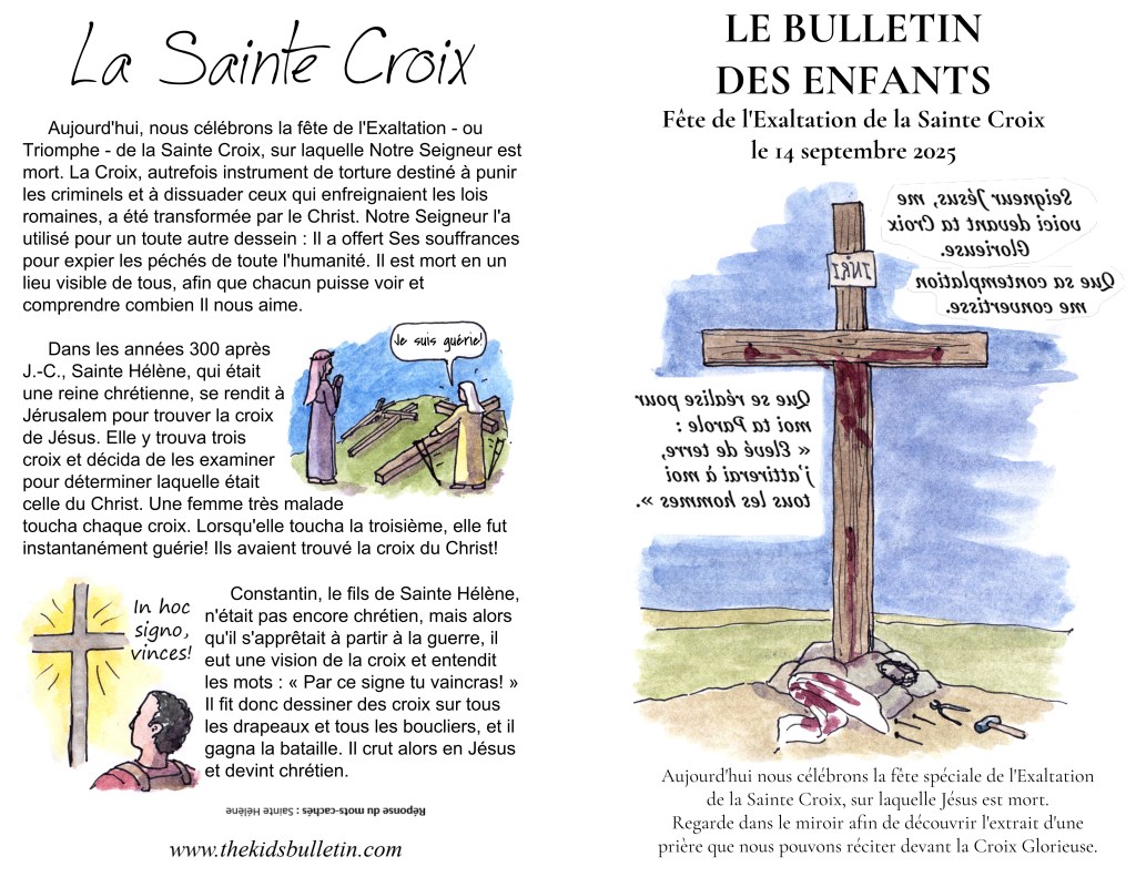 Le Bulletin des Enfants pour la Fête de l’Exaltation de la Sainte&nbsp;Croix