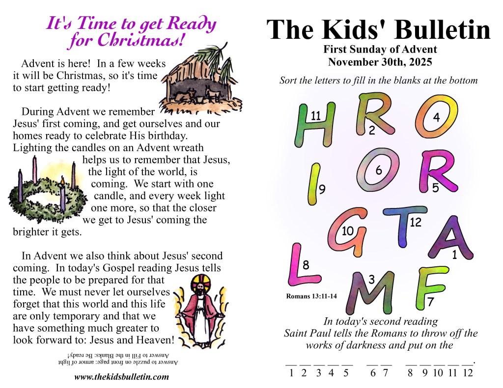 The Kids’ Bulletin for Sunday November 30th,&nbsp;2025