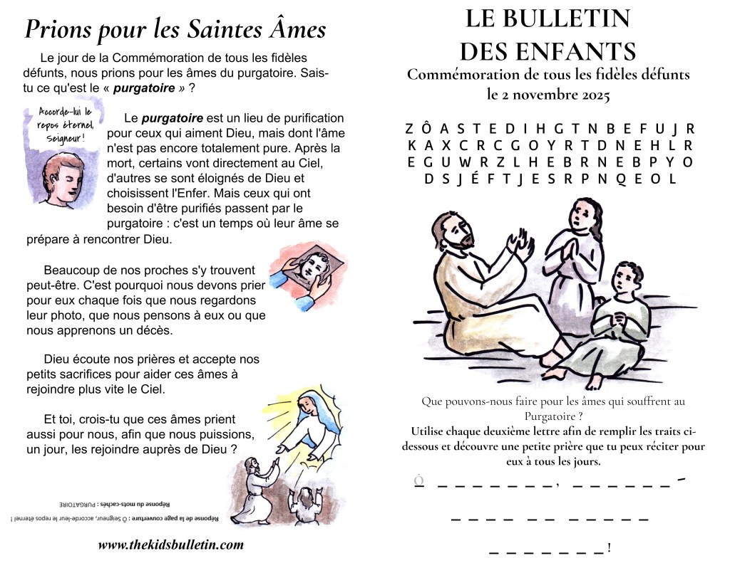 Le Bulletin des Enfants pour le Commémoration de tous les fidèles&nbsp;défunts