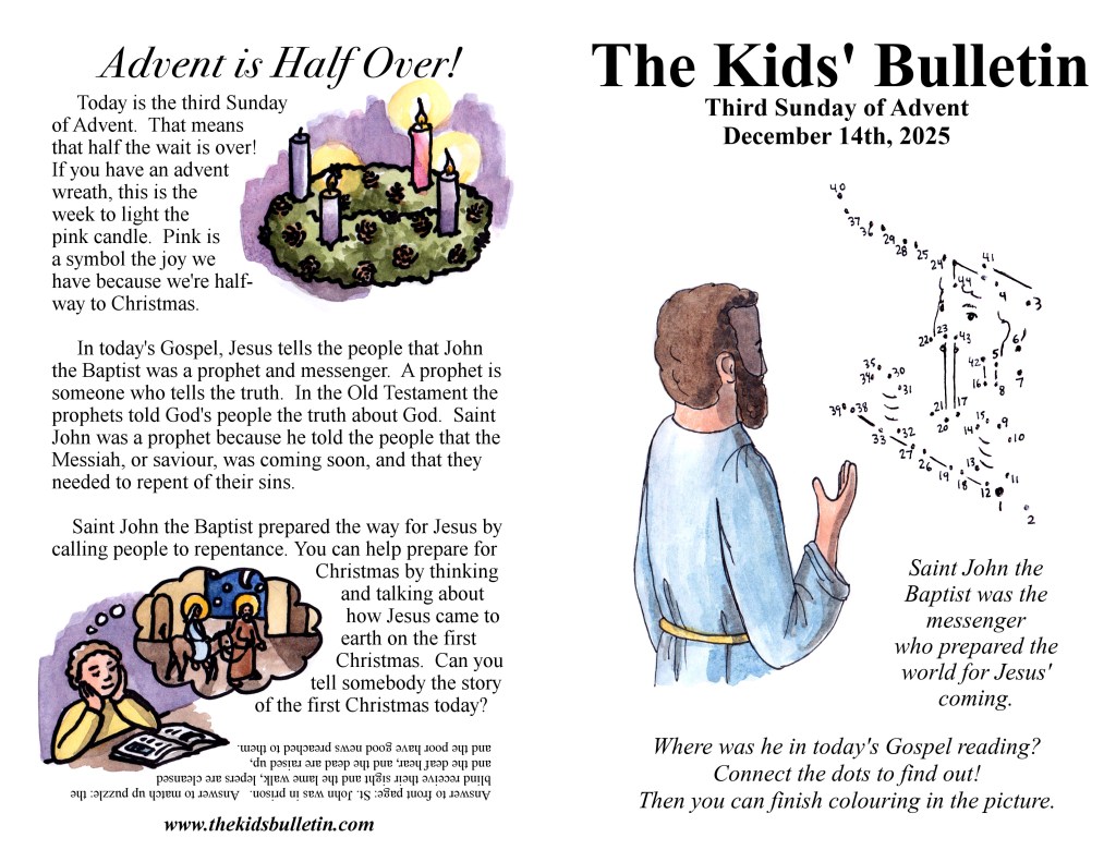 The Kids’ Bulletin for Sunday December 14th,&nbsp;2025