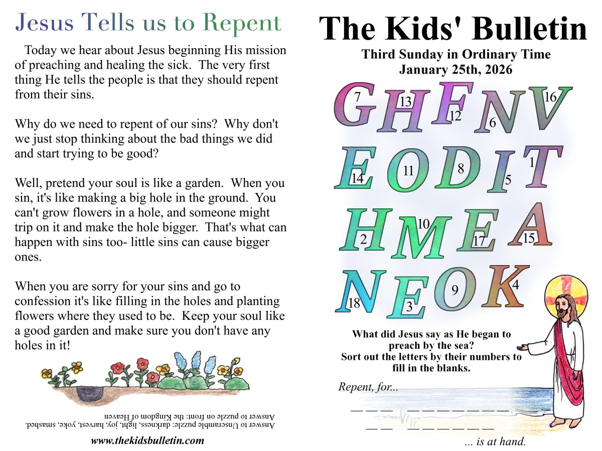 The Kids’ Bulletin for Sunday January 25,&nbsp;2026