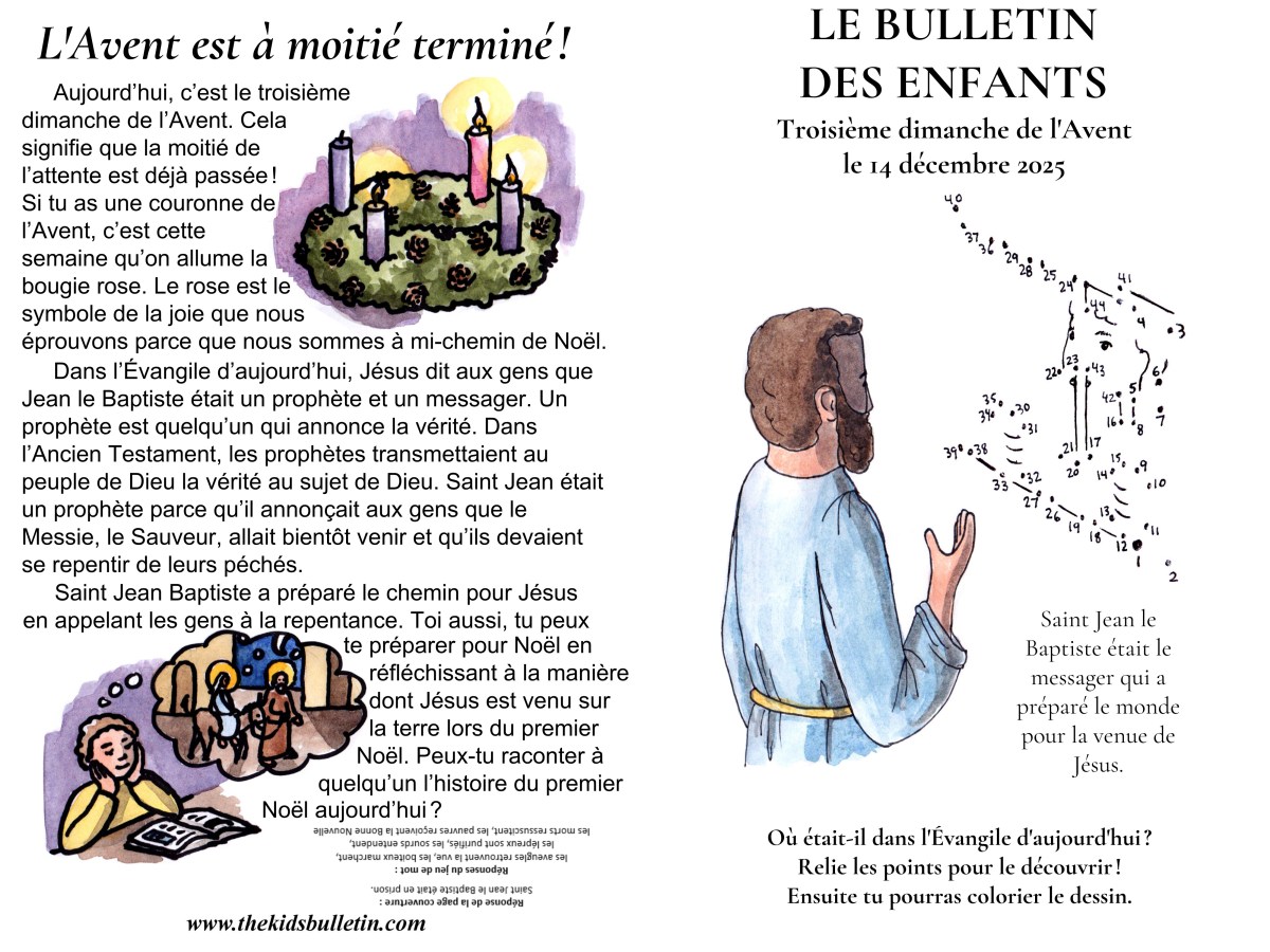 Le Bulletin des Enfants pour le troisième dimanche de&nbsp;l’Avent