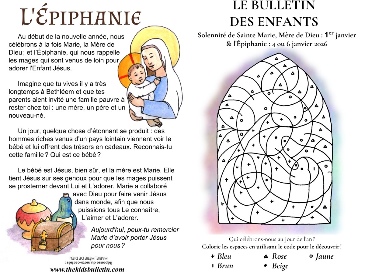 Le Bulletin des Enfants pour la Solennité de Sainte Marie, Mère de Dieu et l’Épiphanie