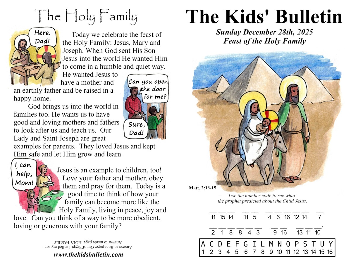 The Kids’ Bulletin for Sunday December 28th,&nbsp;2025