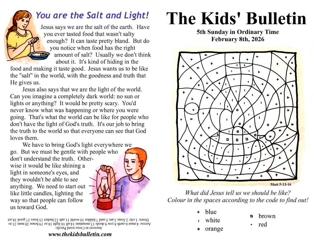 The Kids’ Bulletin for Sunday February 8th,&nbsp;2026