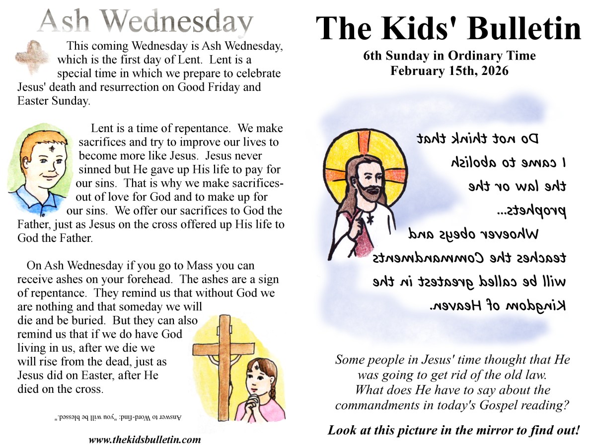 The Kids’ Bulletin for Sunday February 15th,&nbsp;2026