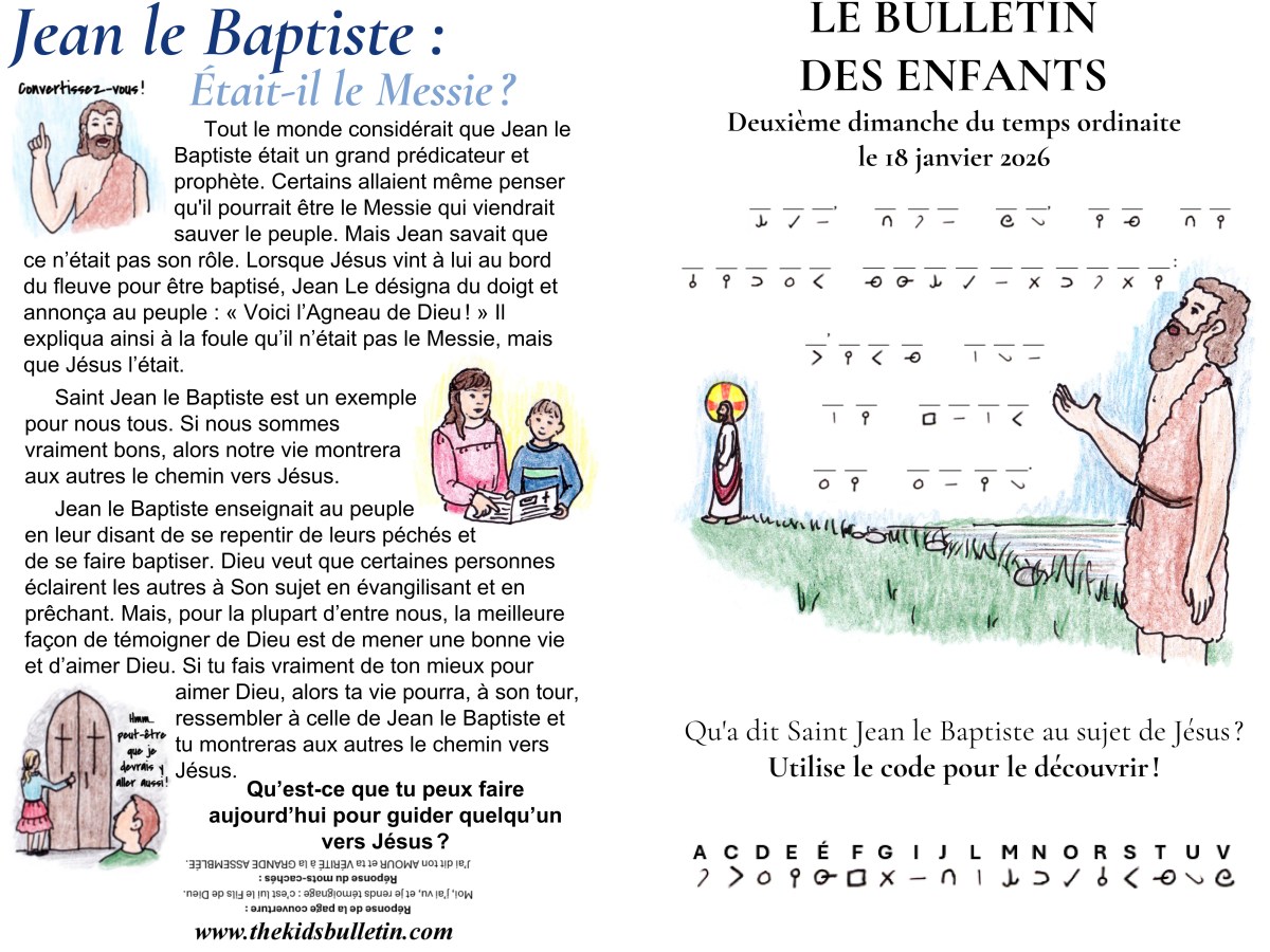 Le Bulletin des Enfants pour le Deuxième dimanche du temps&nbsp;ordinaire