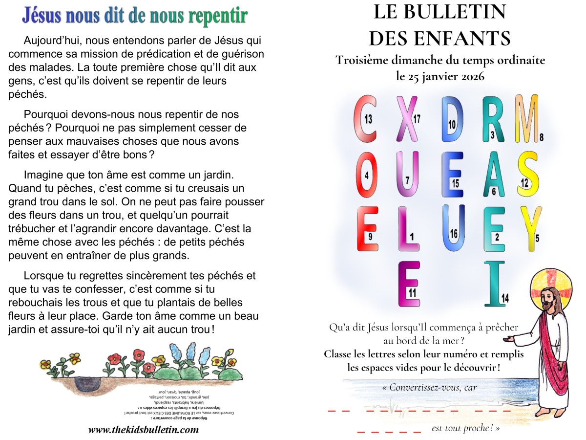 Le Bulletin des Enfants pour le Troisième dimanche du temps&nbsp;ordinaire