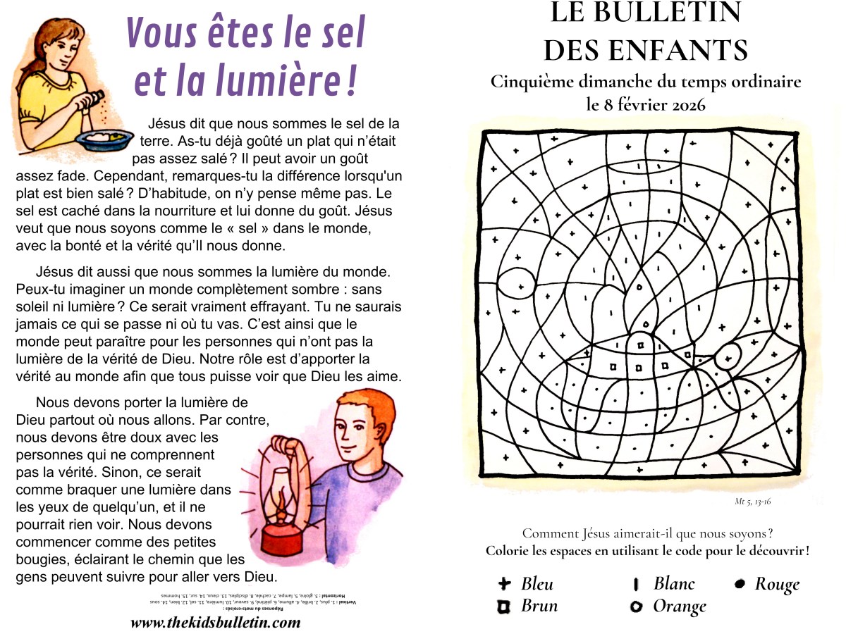 Le Bulletin des Enfants pour le Cinquième dimanche du temps&nbsp;ordinaire