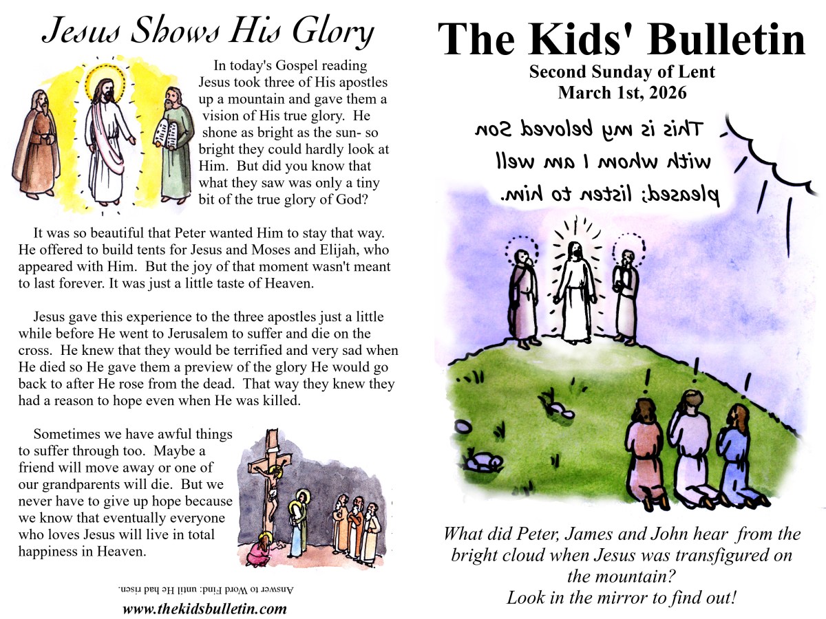 The Kids’ Bulletin for Sunday March 1st,&nbsp;2026