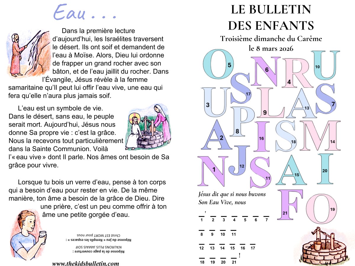 Le Bulletin des Enfants pour le Troisième dimanche du&nbsp;Carême