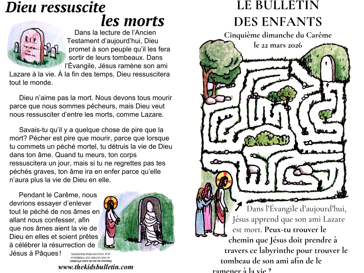 Le Bulletin des Enfants pour la Cinquième dimanche du&nbsp;Carême