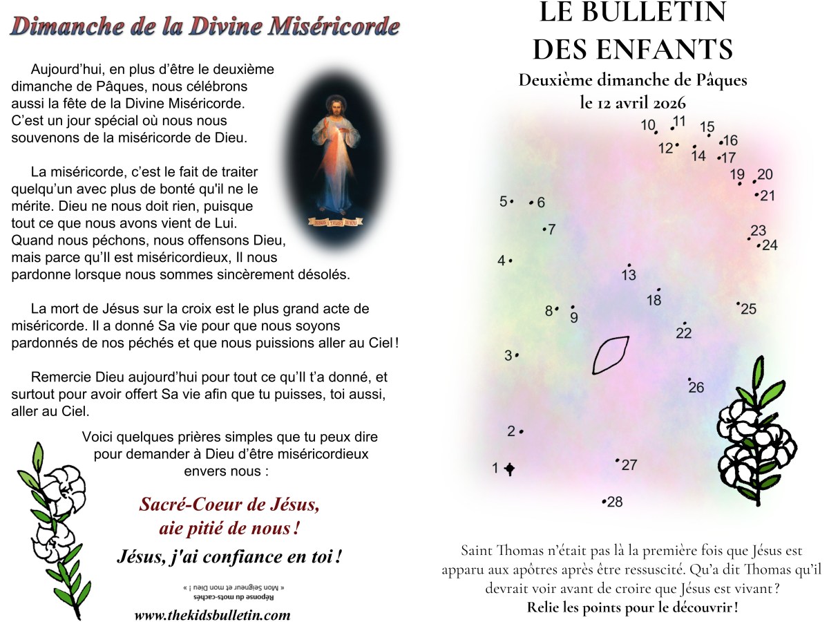 Le Bulletin des Enfants pour la Deuxième dimanche de&nbsp;Pâques