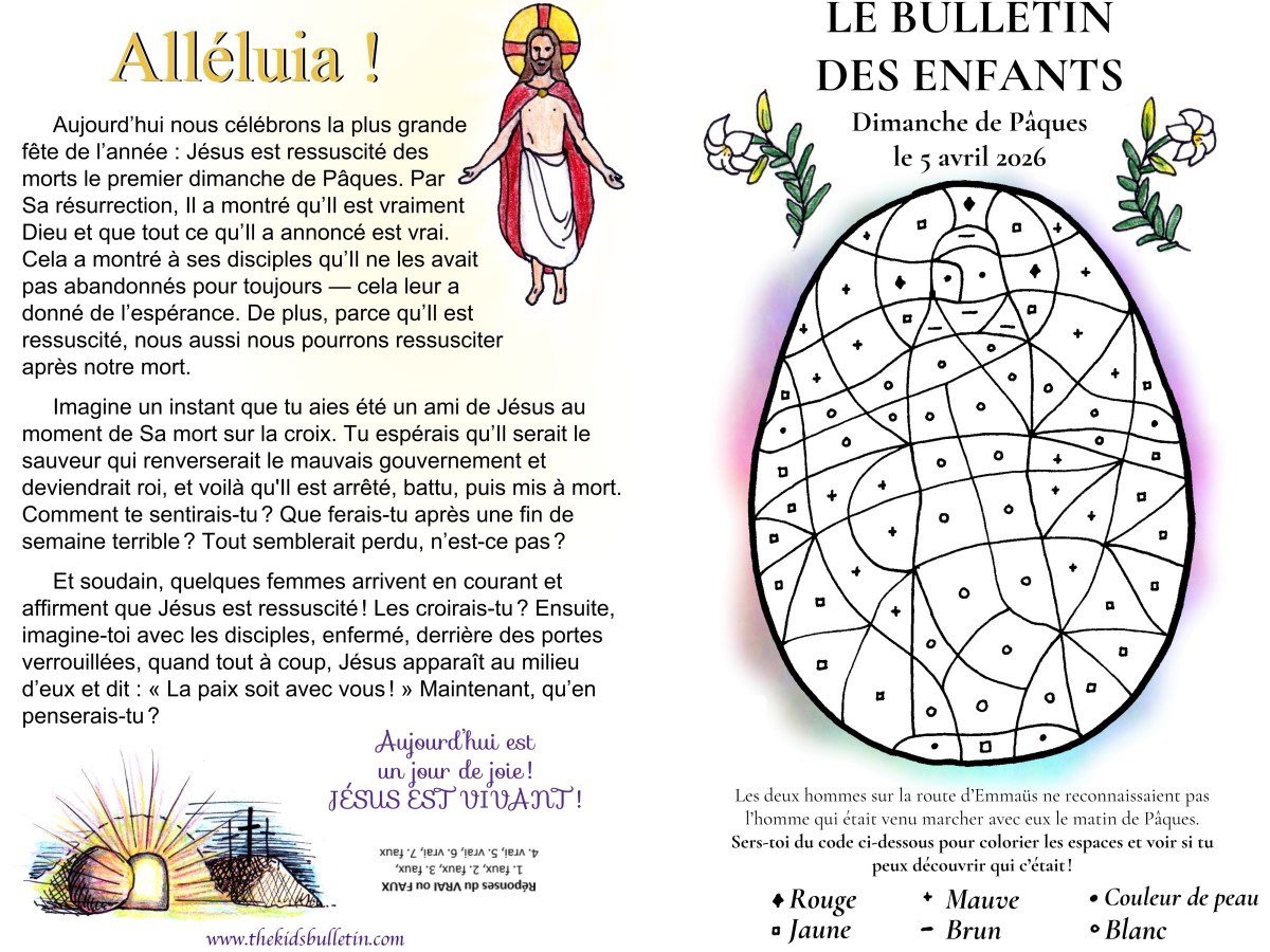 Le Bulletin des Enfants pour Dimanche de&nbsp;Pâques