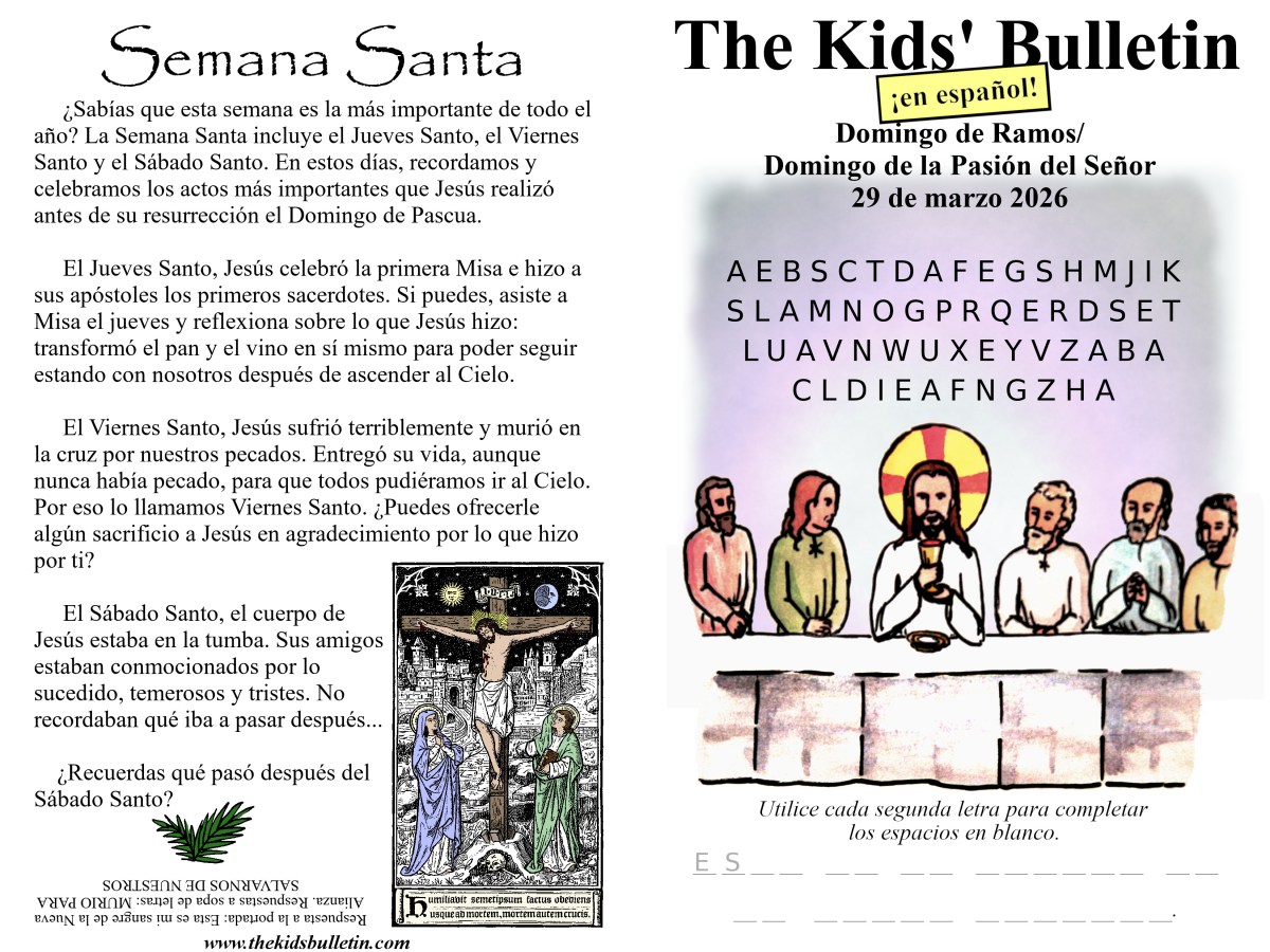 The Kids’ Bulletin en español: Domingo de Ramos/Domingo de la Pasión del&nbsp;Señor