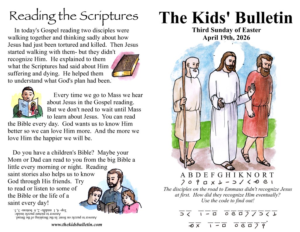 The Kids’ Bulletin for the Third Sunday of&nbsp;Easter