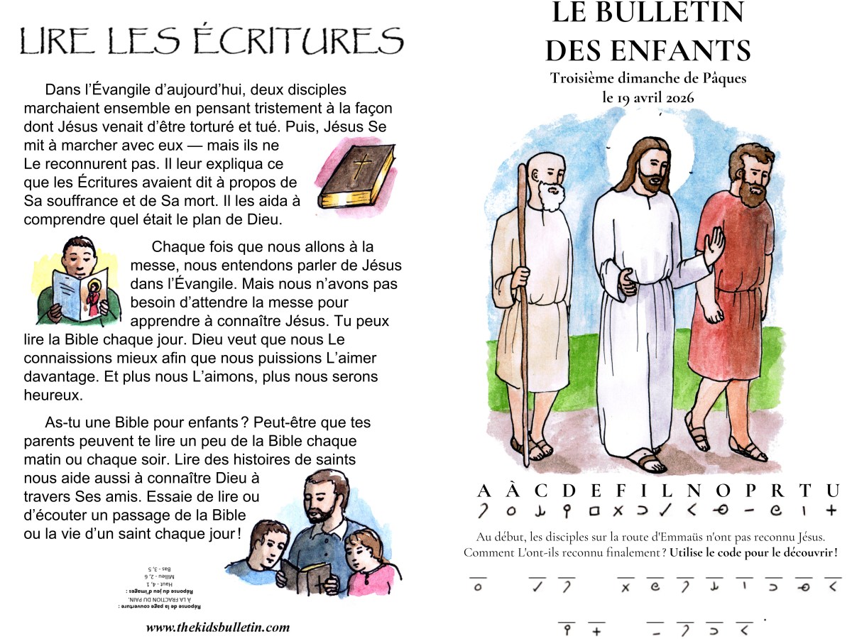 Le Bulletin des Enfants pour la Troisième dimanche de&nbsp;Pâques