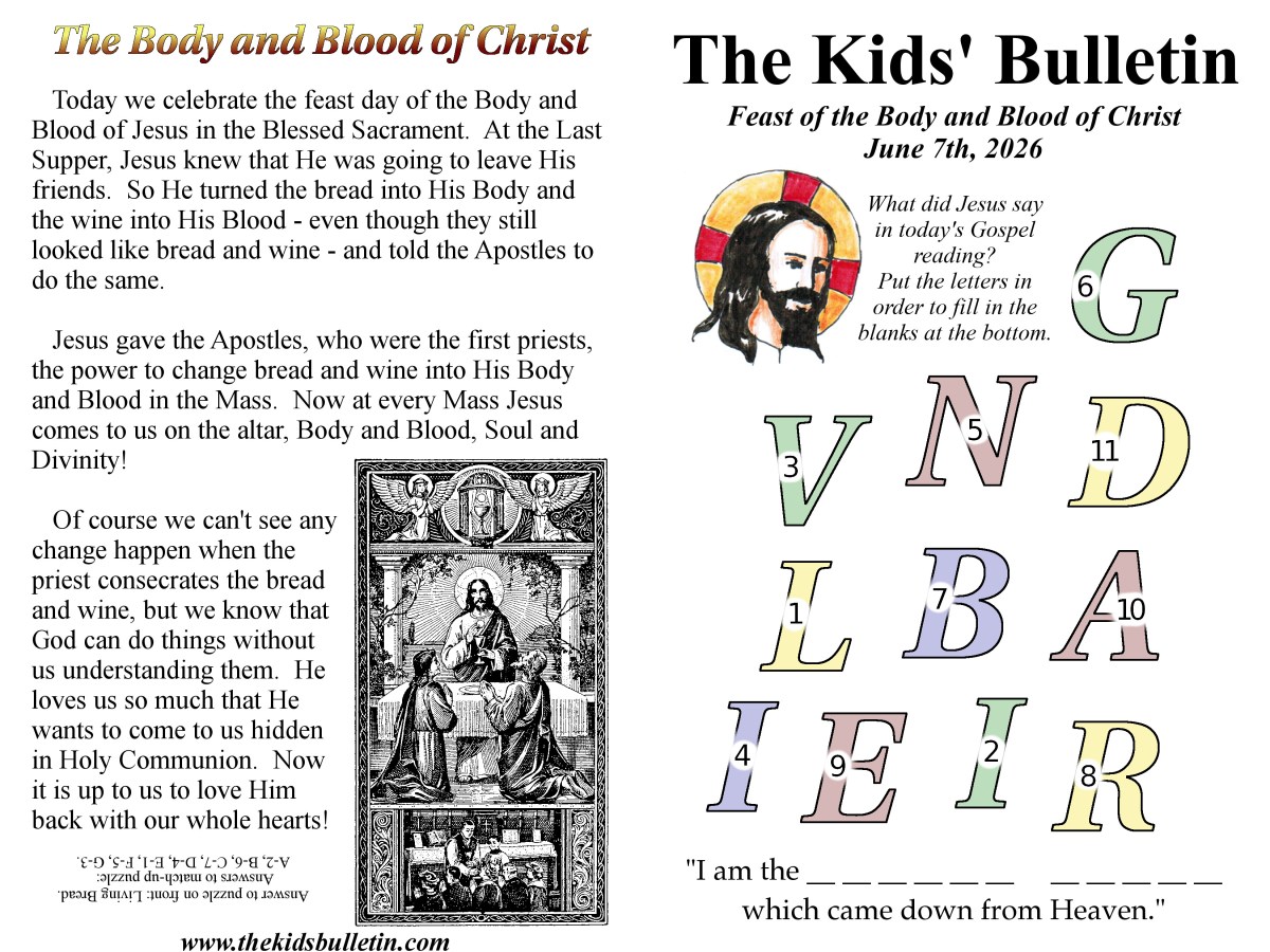 The Kids’ Bulletin for the Solemnity of the Body and Blood of&nbsp;Christ