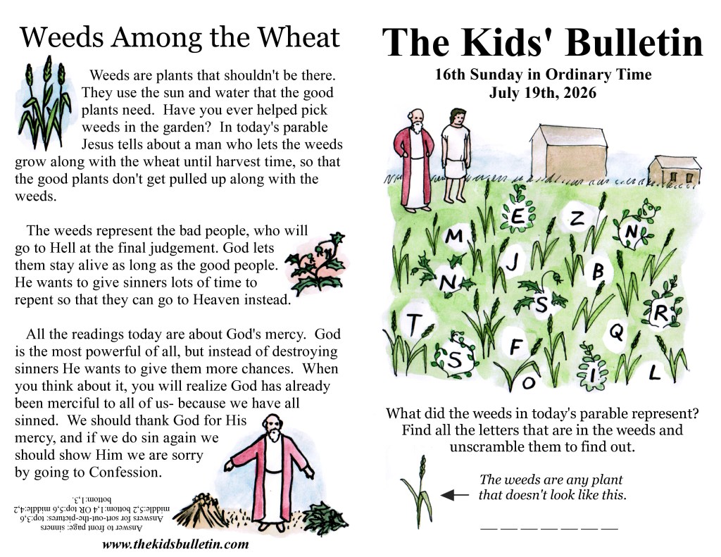 The Kids’ Bulletin for the 16th Sunday in Ordinary&nbsp;Time