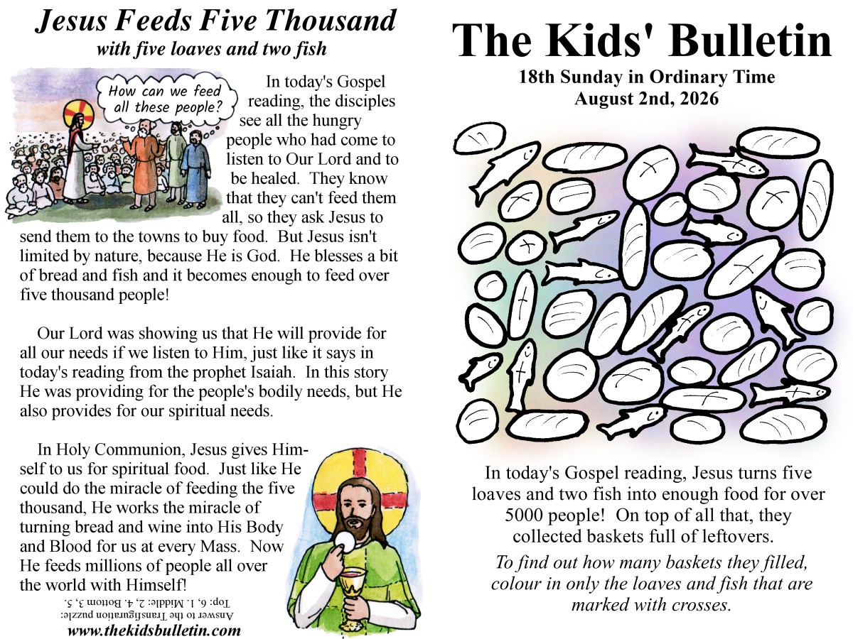 The Kids’ Bulletin for the 18th Sunday in Ordinary&nbsp;Time