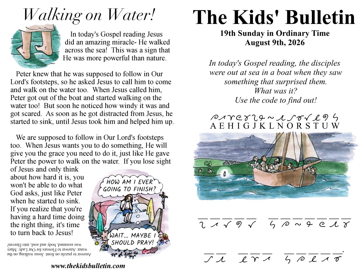 The Kids’ Bulletin for the 19th Sunday in Ordinary&nbsp;Time
