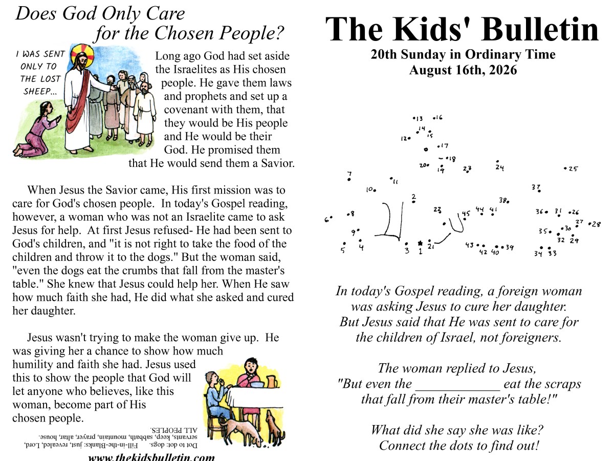 The Kids’ Bulletin for the 20th Sunday in Ordinary&nbsp;Time