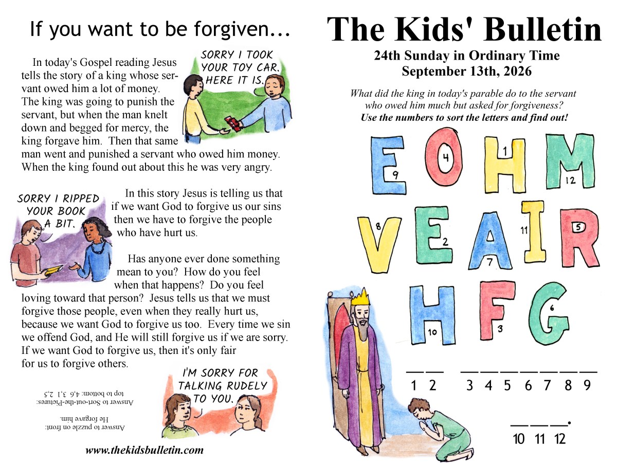 The Kids’ Bulletin for the 24th Sunday in Ordinary&nbsp;Time