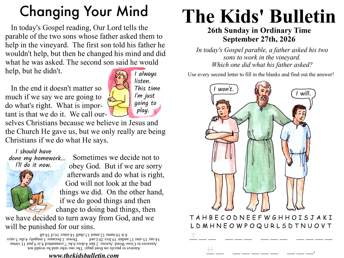 The Kids’ Bulletin for the 26th Sunday in Ordinary&nbsp;Time