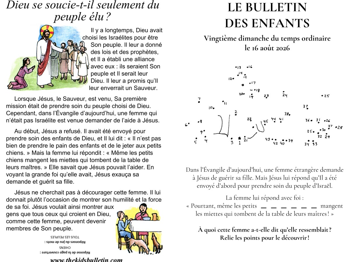 Le Bulletin des Enfants pour le 20e dimanche du temps&nbsp;ordinaire