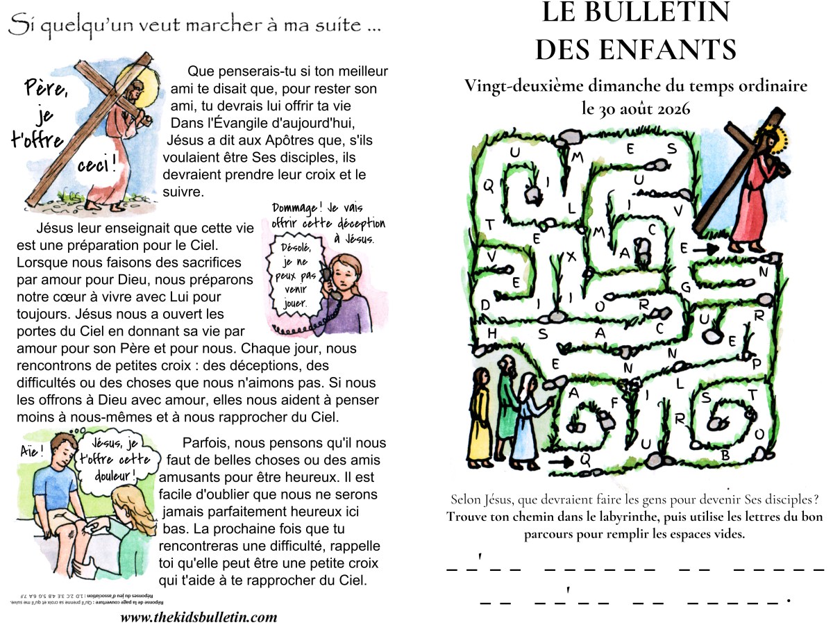 Le Bulletin des Enfants pour le 22e dimanche du temps&nbsp;ordinaire