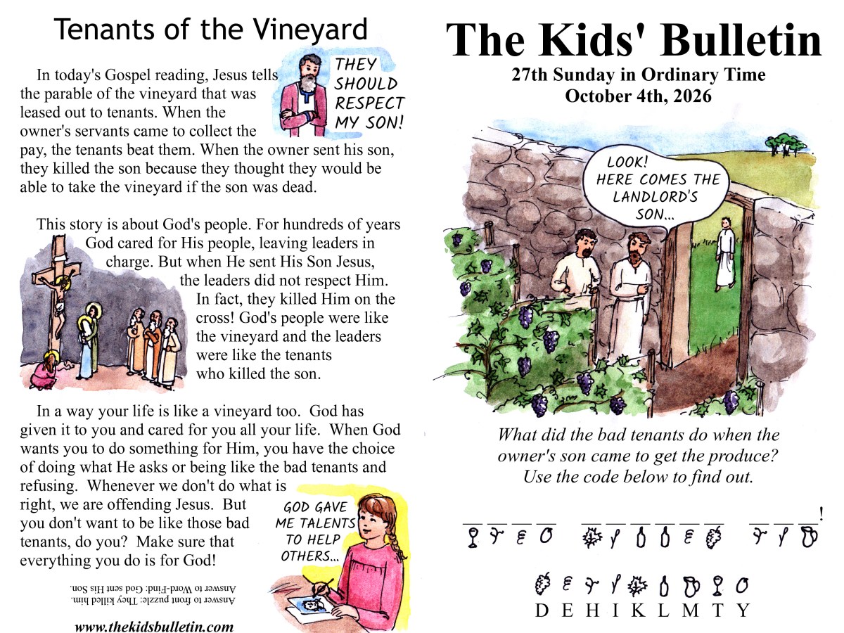 The Kids’ Bulletin for the 27th Sunday in Ordinary&nbsp;Time