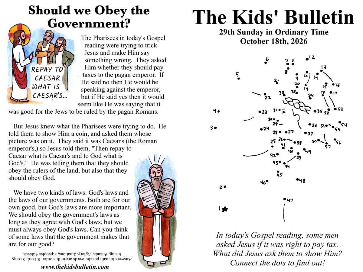 The Kids’ Bulletin for the 29th Sunday in Ordinary&nbsp;Time