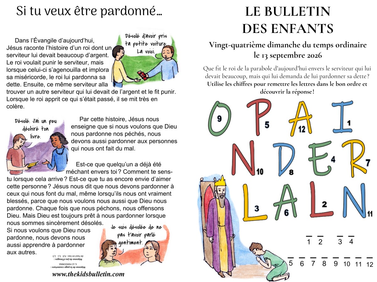 Le Bulletin des Enfants pour le 24e dimanche du temps&nbsp;ordinaire