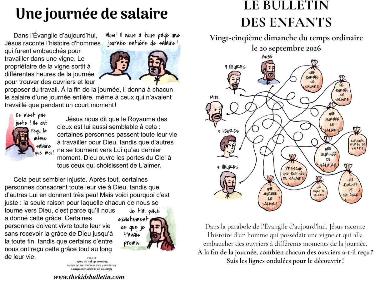 Le Bulletin des Enfants pour le 25e dimanche du temps&nbsp;ordinaire