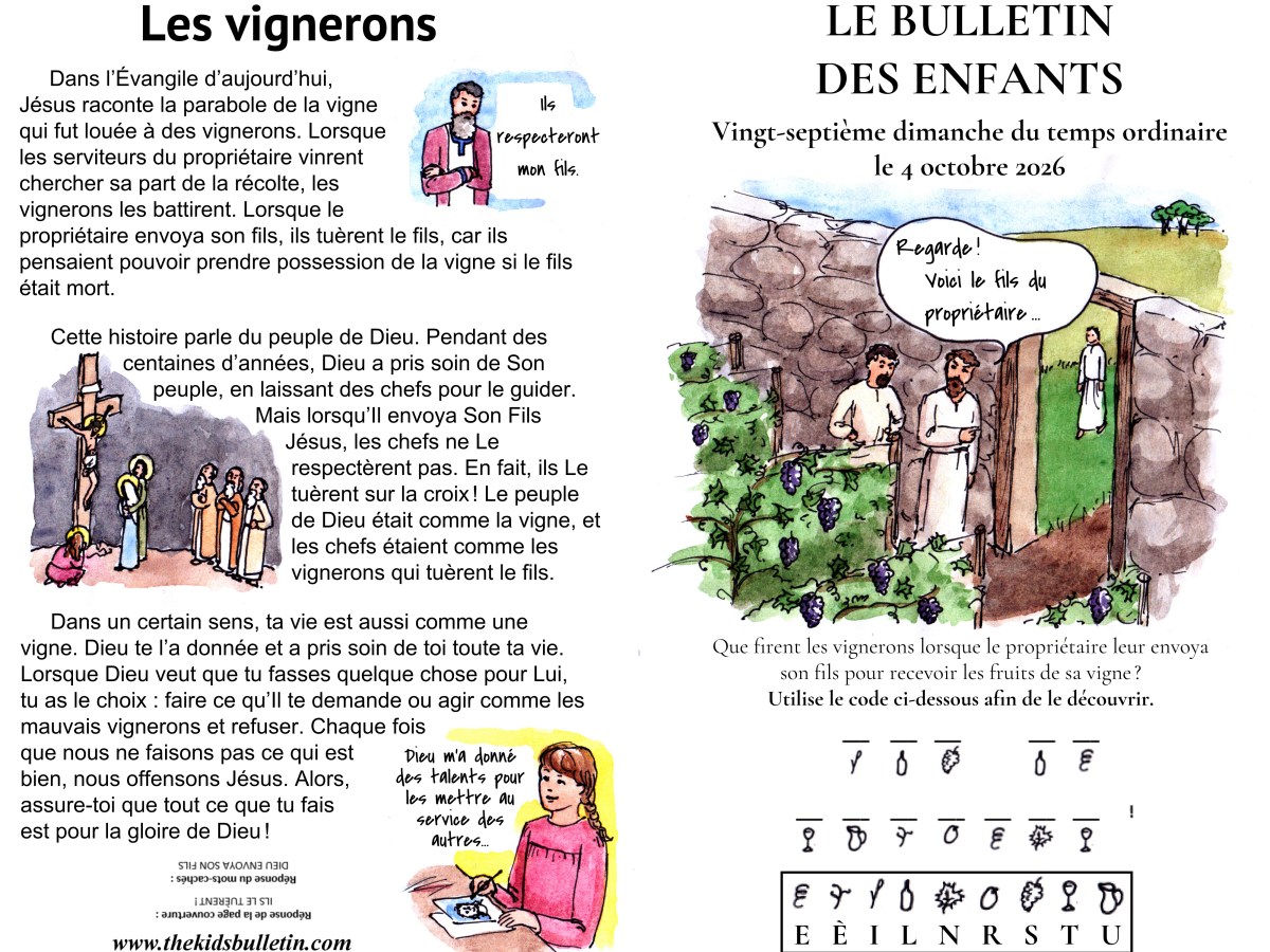 Le Bulletin des Enfants pour le 27e Dimanche du Temps&nbsp;Ordinaire