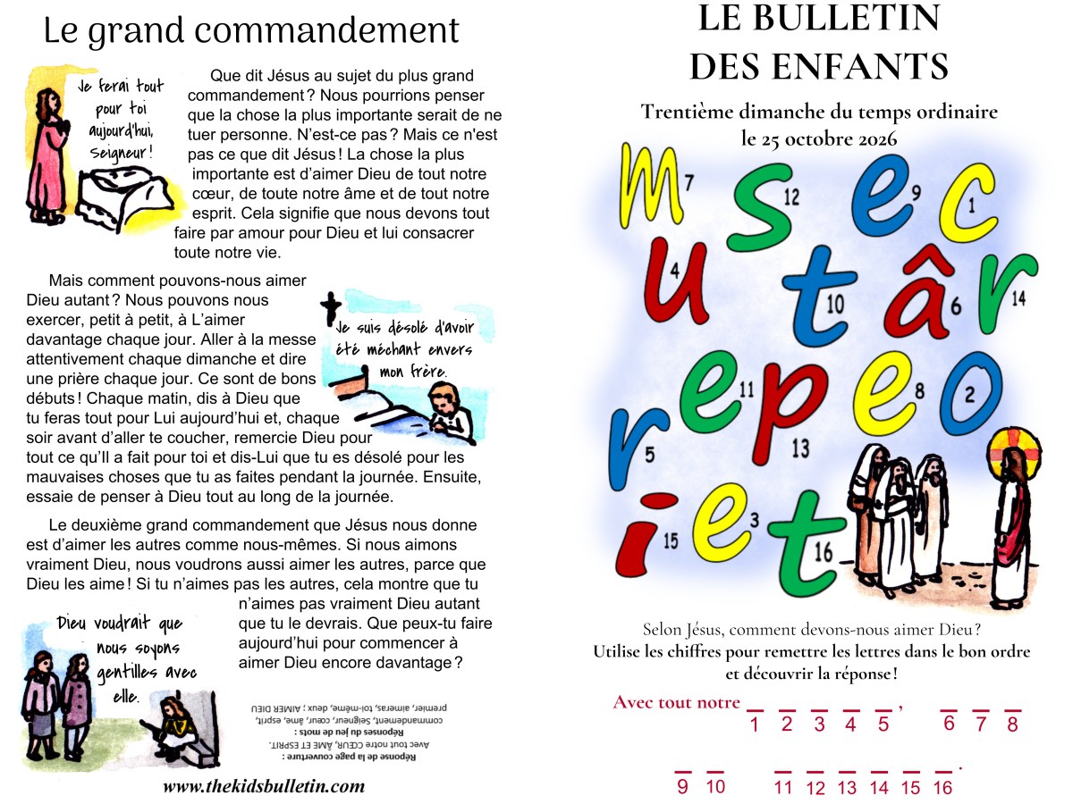Le Bulletin des Enfants pour le Trentième dimanche du temps&nbsp;ordinaire